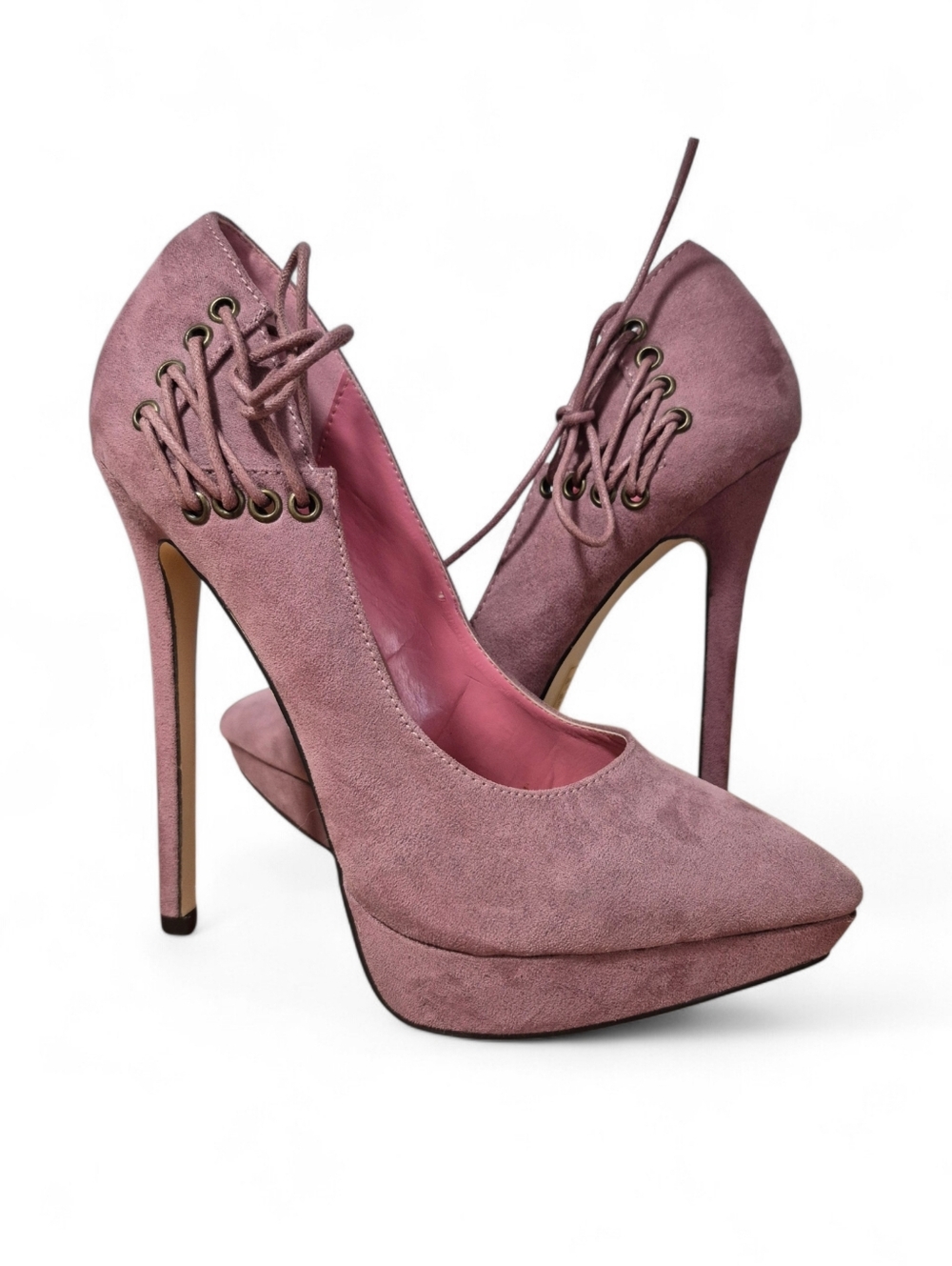 Izabella Rue Faux Suede Dusty Rose Heels Size 7
